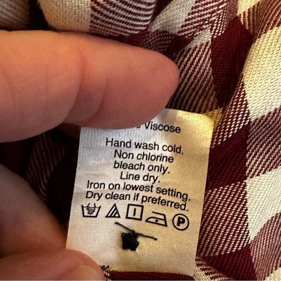 Madewell Gingham Plaid SS Popover Shirt XS Red - Picture 11 of 13